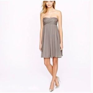 J Crew Taryn Silk Chiffon Dress in Light Taupe 4 NWT